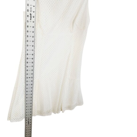 Chaps, Cream Eyelet Dress, Size 12, Sleeveless, Wide Neck, Zip Back - Picture 14 of 16